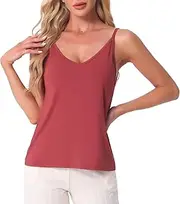 [cheibear] Womens Camisoles Base Layer Spaghetti Straps V Neck Sleeveless Pajama Sleep Tank Tops