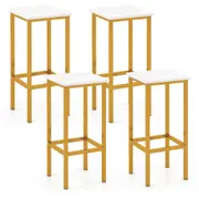 Costway 65cm Square Bar Stool Set of 4 Breakfast Barstool w/Metal Frame Footrest Kitchen Island Counter Dining Chair