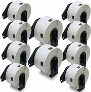 BETCKEY - White Labels Replacement for Brother DK-11220 (39mm x 48mm), Compatible with Brother QL Label Printers [10 Rolls/6200 Labels]