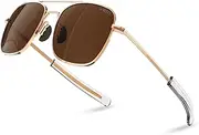 [ACBLUCE] Mens Aviator Sunglasses 53mm TAC Polarized Lense Military Style Metal Frame with Bayonet Temples