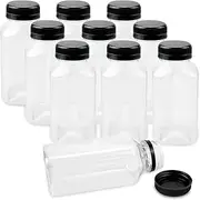 10X 250ml Square Juice Bottle Clear Plastic Refillable Empty Water Drink Bottles