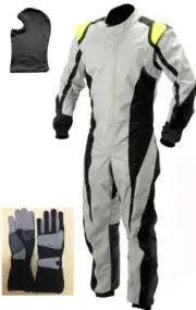 Go Kart Cordura Suit-Black-White-Yellow-(Free Gift Gloves & Balaclava) offer