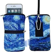 Tainada Men Women Phone Neoprene Shockproof Zippered Sleeve Case Bag Pouch with Carabiner, Neck Lanyard, Belt Loop Holster for iPhone 15/14 Pro Max, 15/14 Plus, Samsung S24+, S24, A54 (Starry Night)