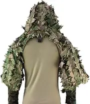 3D Leafy Camouflage Suit Base,Laser-Cut 3D Leaves Suit Foundation Camouflage Poncho Tactical Sniper Paintball Camouflage Woodland Camo Suit, Jungle Forest Hunting Birdwatching