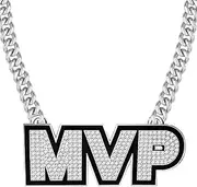 BODY16G CZCZ MVP Championship Cuban Link Chain Medal Award Gift Metal MVP Chain Award Winner Prize Trophy Pendant Necklace for Winner Adults Player Team Football Soccer Baseball Basketball Softball