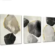 Zen Stone Canvas Prints Wall Art Decor Nature Rocks-Set Of 3 - 12” X 16” Each-Q1