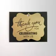 80 THANK YOU Tags, Black & Gold Favor Bridal Baby Shower Party Tags
