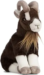 Living Nature Brown Goat Plush Toy, 20cm Realistic Soft Farm Animal with Educational Fact Tags, Eco-Friendly Stuffed Animal for Kids and Collectors