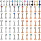 Random 60PCS Surgical Steel Opal CZ Lip Labret Monroe Studs Helix Tragus Rings