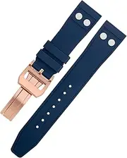 [GUMMMY] 21mm Nature Fluororubber FKM Rubber With Rivet Watchband For IWC Big Pilot Mark Portugieser Soft Wristband