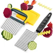 2 Pieces Crinkle Cutter Stainless Steel Potato Carrot Chip Vegetable Vegetarian