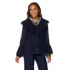 Rara Avis Iris Apfel Navy Blue Eyelet Ruffle Collar Blouse 6 New