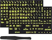 2PCS English Keyboard Stickers Large Letters Full Set - Keyboard Letter Replacement Stickers for Laptop PC Computer, Matte English Keyboard Alphabet Sticker Black Background with Green Lettering