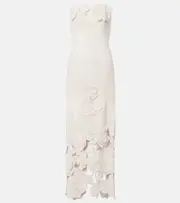 [Leo Lin] Leo Lin Rayna floral-appliqué crêpe maxi dress UK 16 white