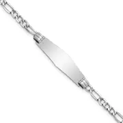 7 Inch 14K Wg Semi-Solid Soft Diamond Shape Figaro Link Id Bracelet
