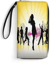 [BFGWK] Large Wallet Novelty Dance Music Silhouette Printing Long Wallet With Zipper Leather Wallet Suitable For Both Men And Women, style, 19.7x10.5cm, Style, 19.7x10.5cm, 现代