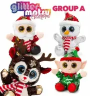 GLITTER MOTSU REVERSIBLE CHRISTMAS PLUSH 20CM ELF,REINDEER, SANTA, SNOWMAN