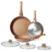 Frying Pan Set with Lids - Nonstick Frying Pan Set 3 Pcs, Non Stick Granite C...
