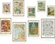 Famous Art Prints, Vintage Eclectic Wall Art Prints, Matisse Print William Morris Wall Art, Set of 9 - Unframed Eclectic Wall Decor, Van Gogh Monet Vintage Eclectic Abstract Famous Artist Paintings