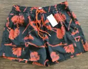 PAUL SMITH Swimwear Mens XL Swim Short Black/Orange Floral Screen Print NWT $175