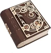 UGEARS Book of Secrets 3D Puzzle Box - 3D Wooden Puzzles for Adults, Fun DIY Sets for Adults - Steampunk Treasure Chest with Combination Lock, Unique Gift - 263 Pieces