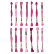 14 Skeins Embroidery Floss, Polyester Threads Multicolored Deep Red Pink
