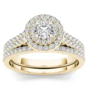 10k Yellow Gold Round Cut 1Ct Diamond Bridal Set Ring Size 7 Clarity I2