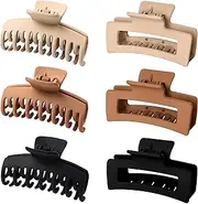 Vsiopy 6 Pack Medium Large Claw Clips for Thin or Thick Hair, Double Row Hair Clips for Women, Strong Hold Matte Hair Claw Clips, 3.5 Inch