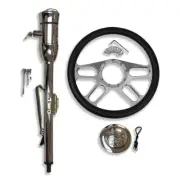 Chrome 30" Tilt Manual Steering Column w/ Key & 14" Steering Wheel & Horn Button