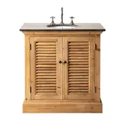Louver 2 Door Vanity with Blue Stone Top
