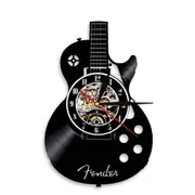 SSRGV 12-Inch Vinyl Record Wall Clock With Lamp Living Room Study Retro Guitar Cd Record Wall Clock Mute Custom Clock