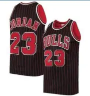 Michael Jordan #23 Bulls Black Red Pinstripe On Court Replica Jersey Men's
