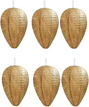 Ysyaxsyt 6 Pack Mini Size Paper Wasp Nest Decoy Hanging Fake Wasp Nest for Wasps Hornets Yellow Jackets Easy Install