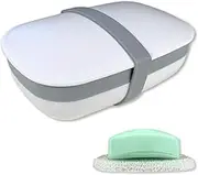 kiasona Travel Soap case Box, soap Holder Dish Container with Sponge and Silicone Band, Strong Sealing, Leak-Proof, Portable, Perfect for Home, Camping, Gym, Hiking, Outdoor Activities/White