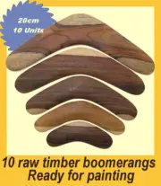 Blank Boomerangs | A lot of 10 raw timber boomerangs - 8in / 20cm