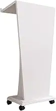 TT-YED Simple Modern Classroom Podium, Solid Wood Podium with Wheels, Reception Desk Demonstration Podium, Open Storage Podium, Compact Standing Reading Table,C