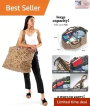 Oversized Weekender Bag - Multi-Purpose Versatile Travel Tote - Leopard Print