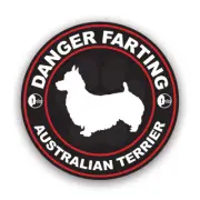 Danger Farting Australian Terrier Sticker Decal - dog canine pet gas aussie