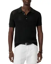 John Varvatos Tapia Wool and Linen Polo Shirt Small