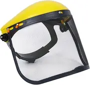 Advantage Face Shield,Lightweight Mask with Crown & Ratchet Headgear,Mesh Safety Visor Full Face Shield Protection Helmet Browguard for Forestry Lawn Mower - Yellow
