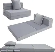MeMoreCool Folding Mattress Single, High Density Foam Fold Out Sofa Chair Z Bed, Foldable Floor Futon Mattress, Floor Lounger Guest Sofa Bed Folding Couch for Sleeping, Camping, Travel, 12cm thick