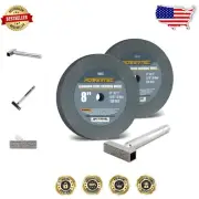 Bench Grinder 8" Wheel Set with Diamond Dressing Tool - 60/100 Grains