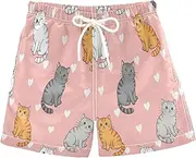 [RPLIFE] Swim Shorts for Boys, Anti Chafe Swim Trunks for Boys 2 T, Cute Cats Poses