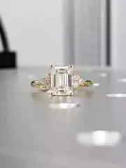 2.20Ct Emerald-Cut Moissanite Solitaire Anniversary Ring 14k Yellow Gold Plated