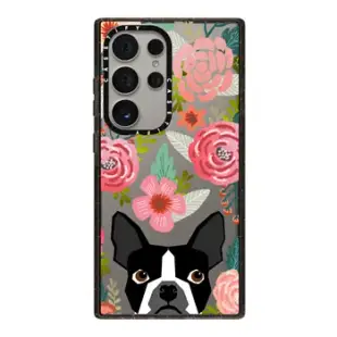 Galaxy S24 Ultra 強悍防摔手機殼 Boston Terrier Spring - vintage florals iphone6 case, boston terrier cell phone case, boston terrier spring flowers, vintage florals phone case, boston terrier cute phone case for trendy girl