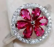 1CT Treated Ruby & Topaz 925 Solid Sterling Silver Ring Sz 6 UB2-6