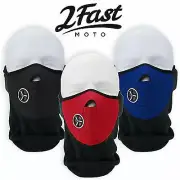 2FastMoto Ventilated Black Neoprene Half Face Mask w/Fleece Neck Warmer 66-5116b