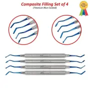 Set Of 4 Blue Tips Amalgam Composite Plastic Filling Instruments Restorative Kit