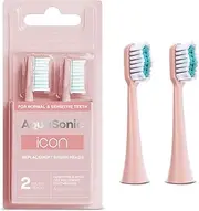 AquaSonic Icon Replacement Brush Heads | Compatible with AquaSonic Icon Toothbrush | 2 Brush Heads | for Normal & Sensitive Teeth (Blush)