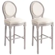 Bar Chairs 2 pcs White Linen vidaXL